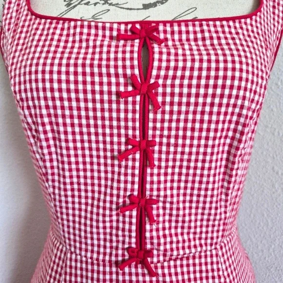 Rachel Zoe Red and White Gingham Midi Dress - Picture 5 of 15